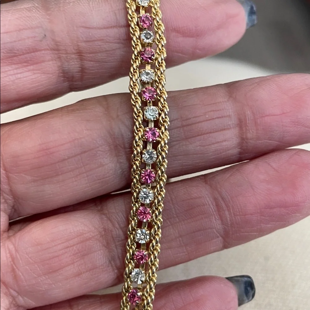 Vintage  Gold-tone and Red Women's 3 Bracelet Set